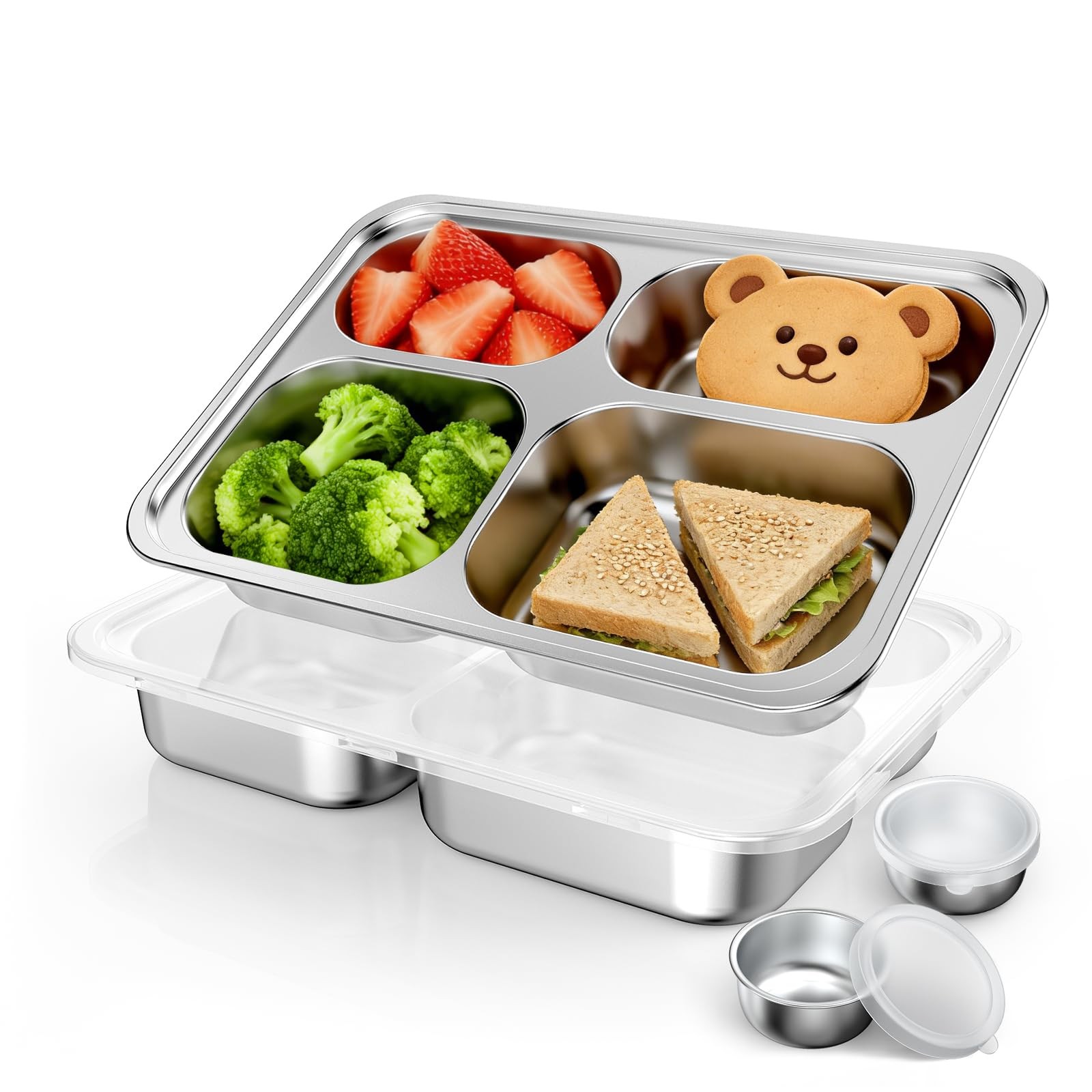 Bakpoco Stainless Steel Divided Plate for Kids Toddler, Non Toxic Portion Contro gallery