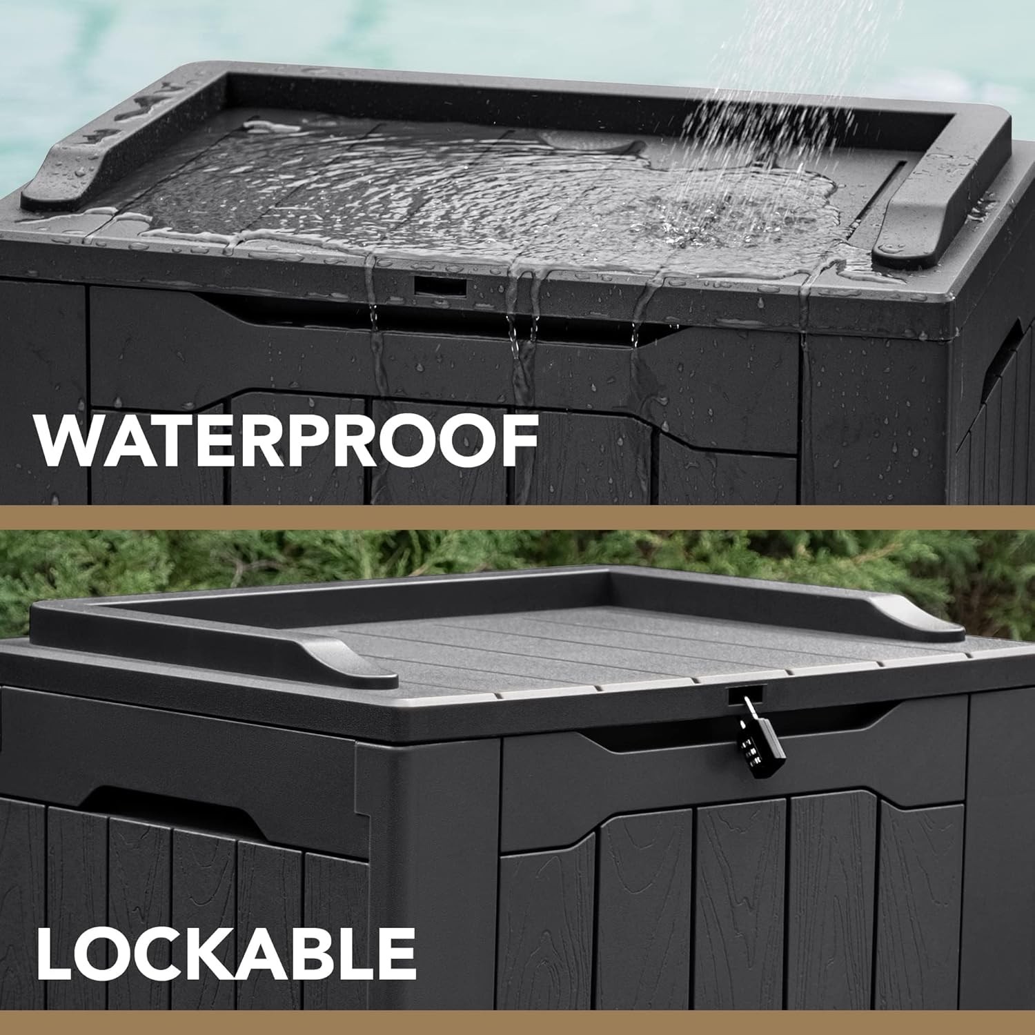 Devoko 30 Gallon Resin Deck Box Waterproof Outdoor Storage Box for Patio gallery