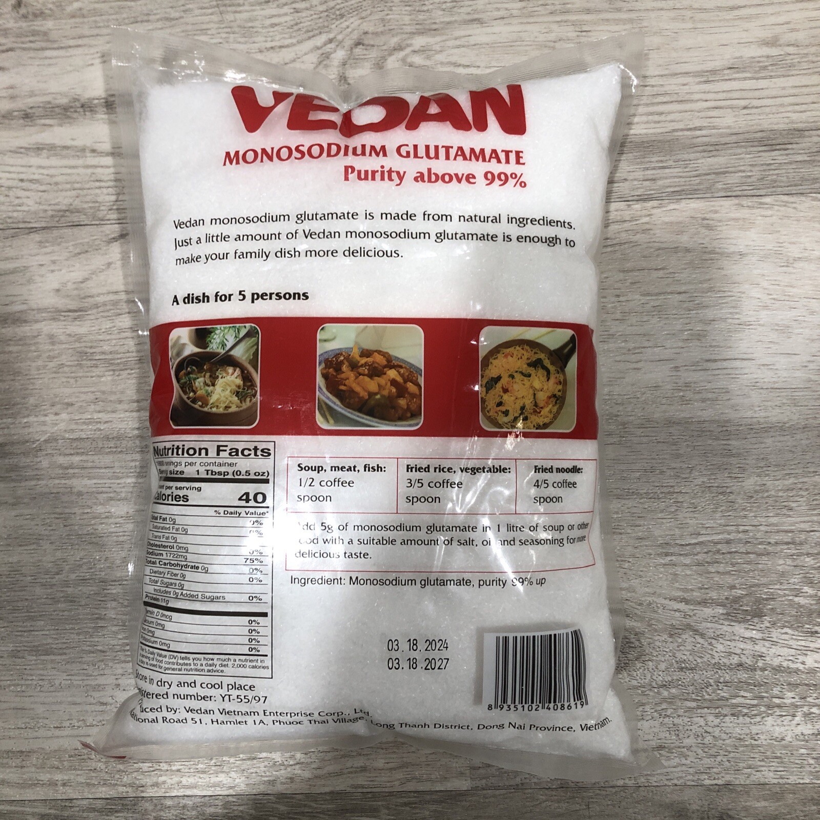 【2.3 Lbs] VEDAN Seasoning Monosodium Glutamate purity Above 99% (2.3 Lb/ 1 Kg) gallery