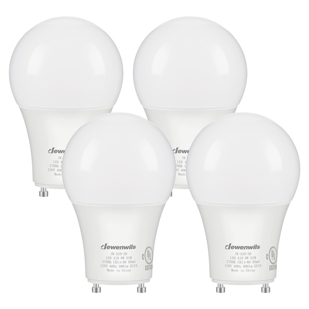 DEWENWILS 2Prong Light Bulbs Dimmable GU24 LED Light Bulb 2700K Warm White 4Pack