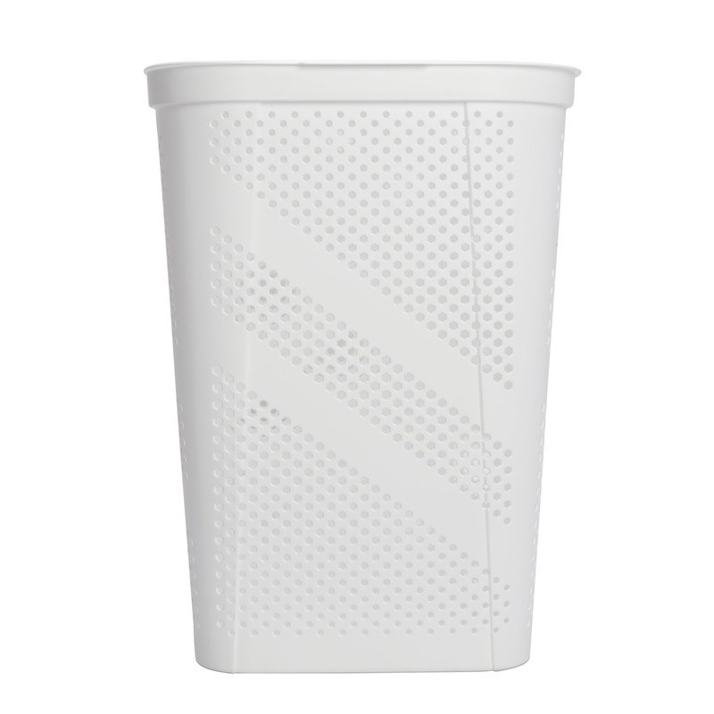 Hinged Lid Laundry Hamper Plastic Ventilated Design W/ Carrying Handles Home Use gallery