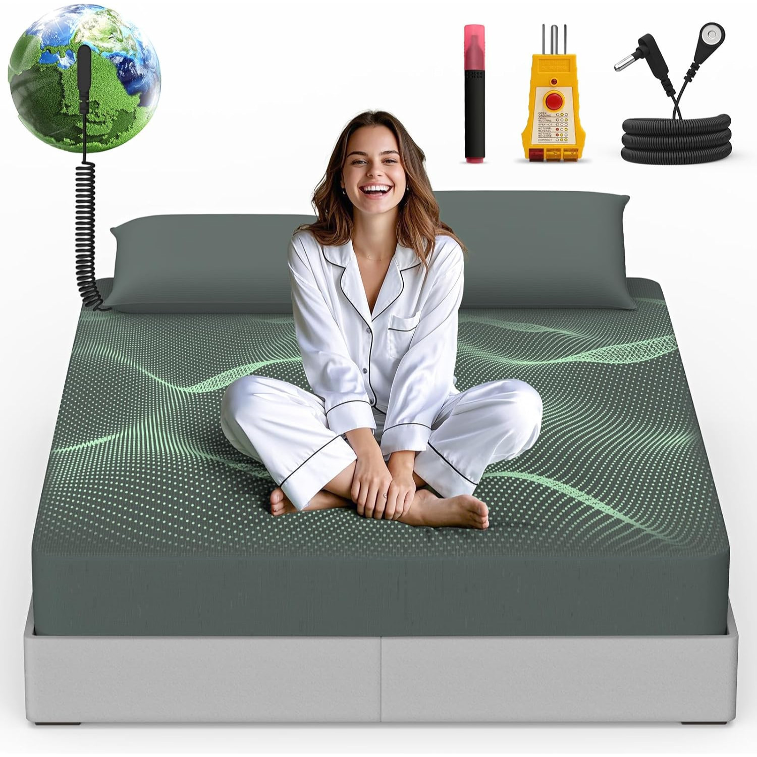 Grounding Sheets Queen Size, 95% Cotton + 5% Pure Silver Fiber, Fitted Bed Sheet gallery