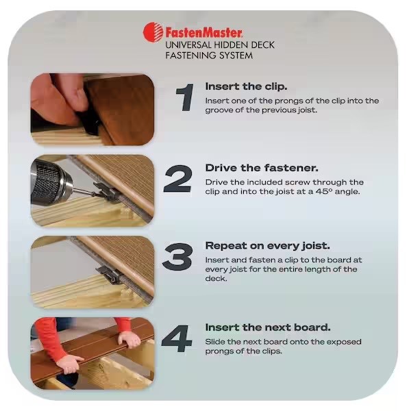 FastenMaster Universal Hidden Deck Fastening System - Clips/Screws for 50 Sq.Ft gallery