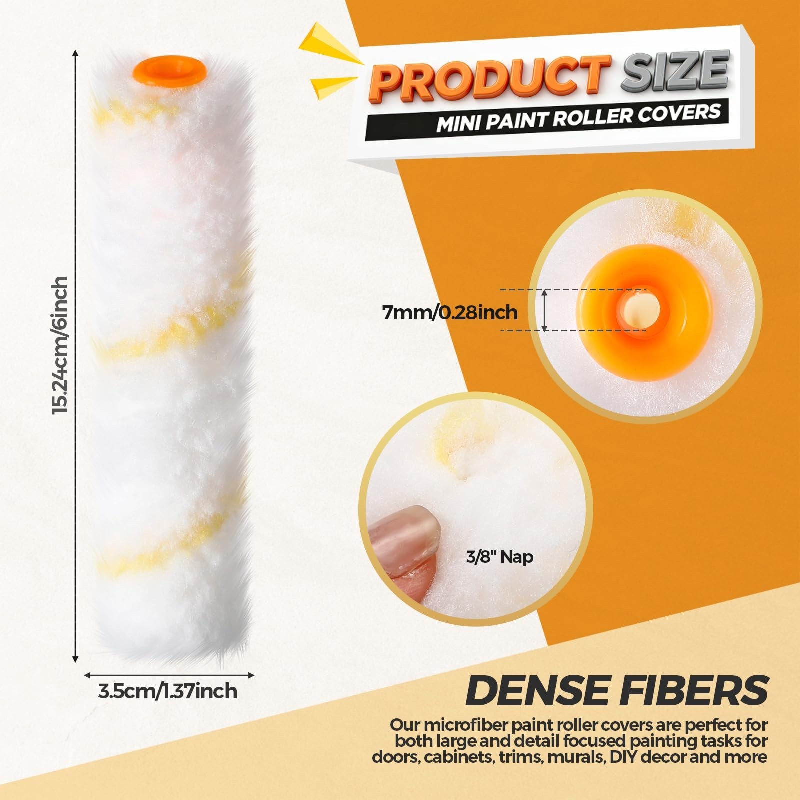 100 Pcs 6" Microfiber Paint Roller Refills - High Density Mini Covers for Walls gallery