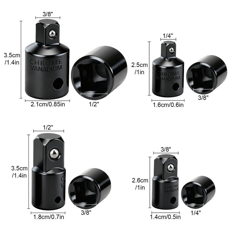 8X Impact Socket Adapter Converter Set 1/4" 3/8" 1/2" CR-V Drive Ratchet Reducer gallery