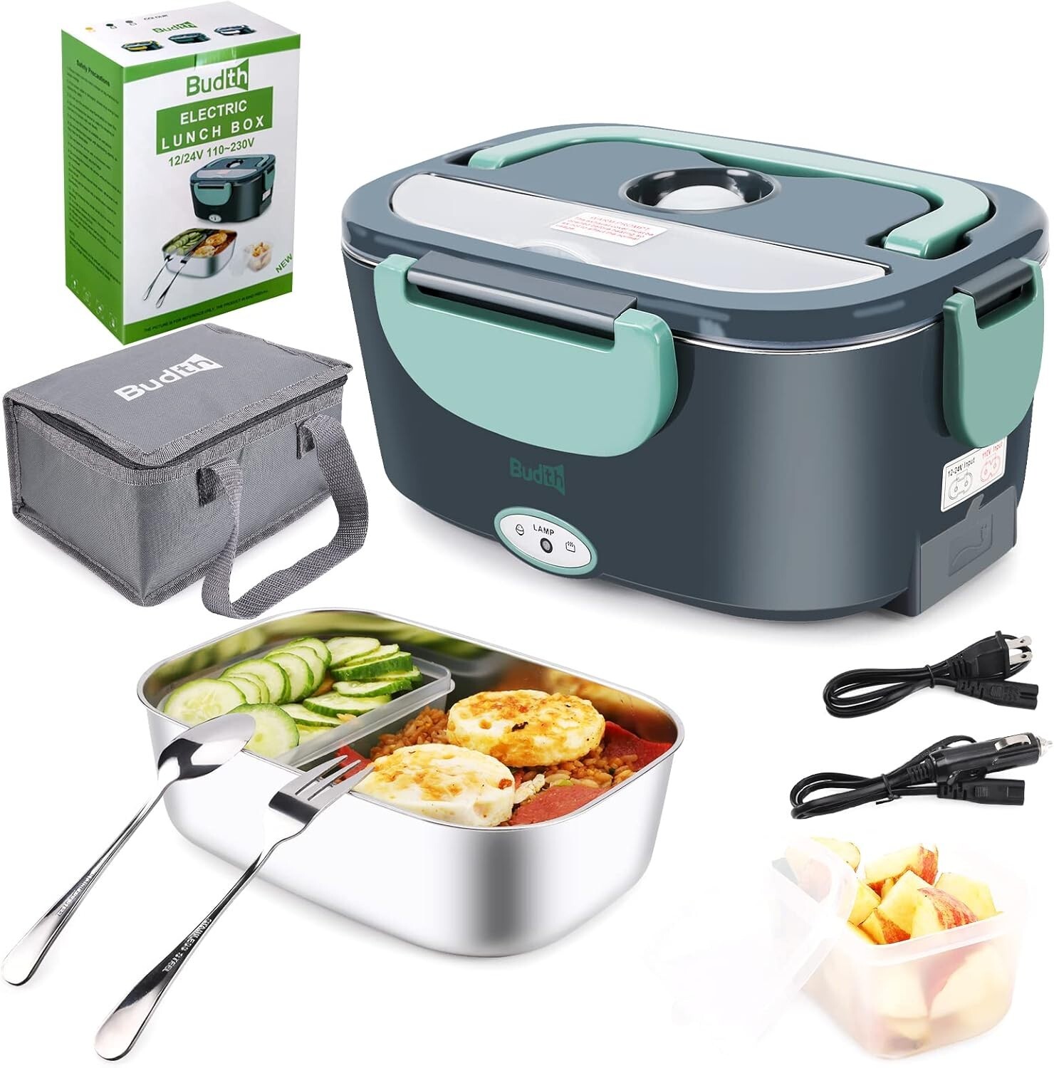 80W Electric Lunch Box Portable Food Warmer for Car Truck Office 12V 24V 110-... gallery