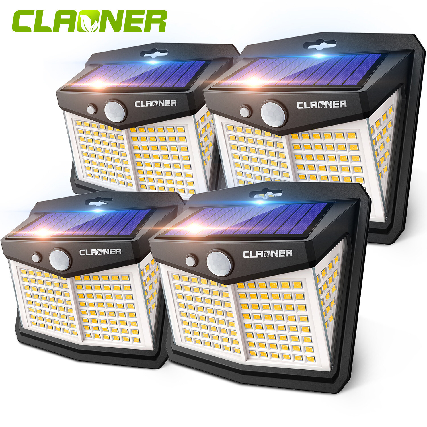 4Pack 128 LED Solar Power Lights PIR Motion Sensor Outdoor Lamp -Warm Light US gallery