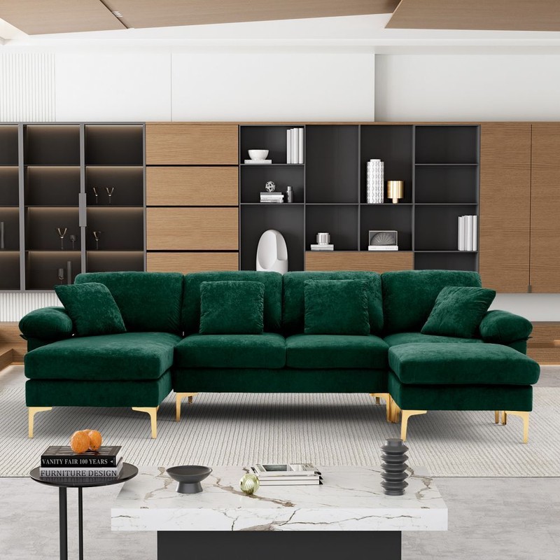 Modern 105.5" Modular Cloud Sectional Upholstered Sofa Couch with L-Shape Chaise gallery