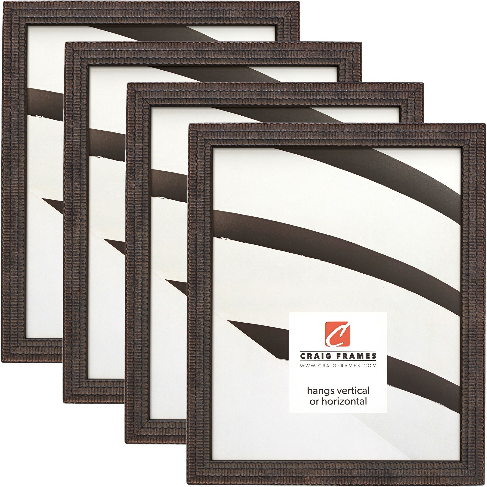 Craig Frames Farnsworth, 0.75" Antique Black Wood Picture Frame 4-Pack gallery