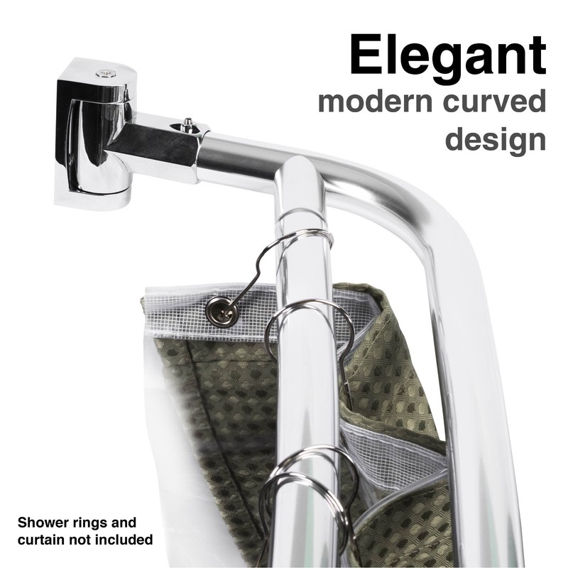 Double Curved Shower Rod Adjustable from 44 in. to 70 in. - Chrome Finish gallery