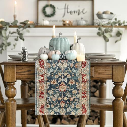 Bohemia Style Boho Table Runner, Seasonal Rustic 13" x 48", Table Runner Red gallery