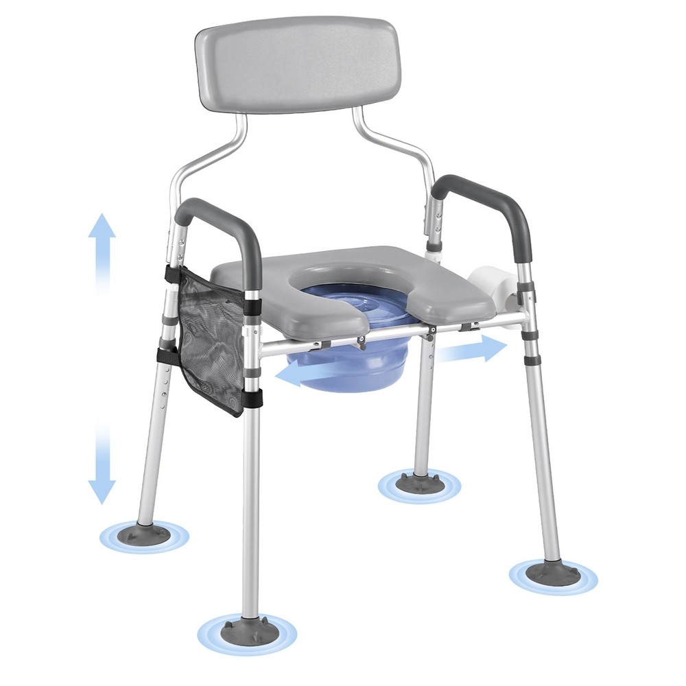 Bedside Commode Chair, 500 lbs Capacity, 4-in-1 Portable Toilet and Raised Toile