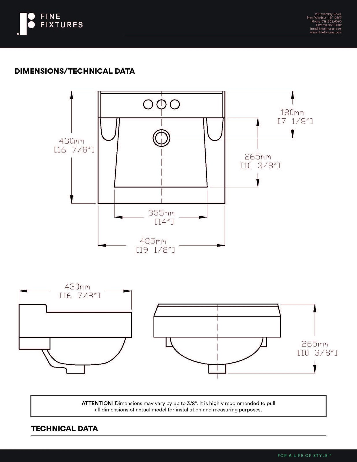 Wall Mount Ceramic Sink Basin W Overflow 19" x 17" - White gallery