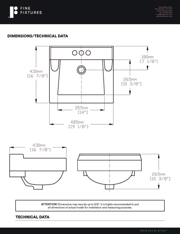 Wall Mount Ceramic Sink Basin W Overflow 19" x 17" - White gallery