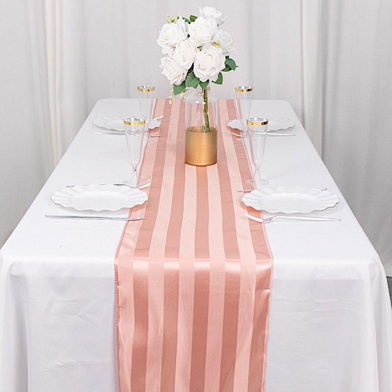 12x108 in Stripes Satin TABLE RUNNER Wedding Party Linens Events Decorations gallery