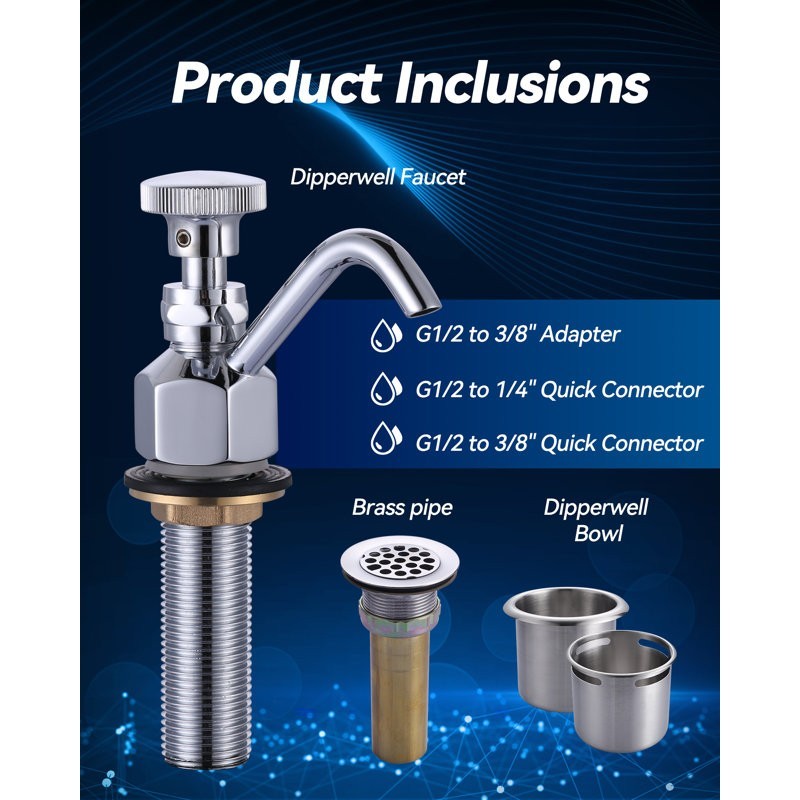 ingle Handle Deck Mount Brass Kitchen Faucet 0.4 GPM Dipper Well Faucet gallery