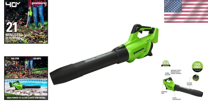 40V Cordless Brushless Leaf Blower, 130 MPH, 550 CFM, Tool Only - Lightweight... gallery