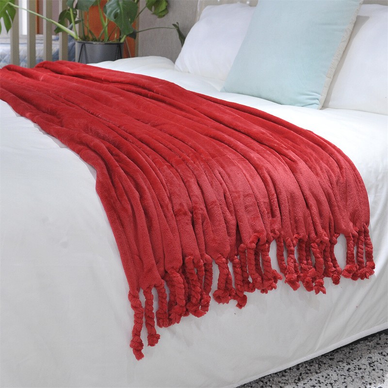 Throw Blankets Couch Cover Flannel Fleece Throw with Braided Rope Fringe Tassels gallery
