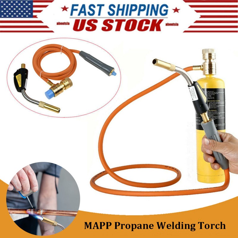MAPP MAP-pro Propane Self-Igniting Gas Welding Turbo Burner Torch & 5' Hose Kit gallery