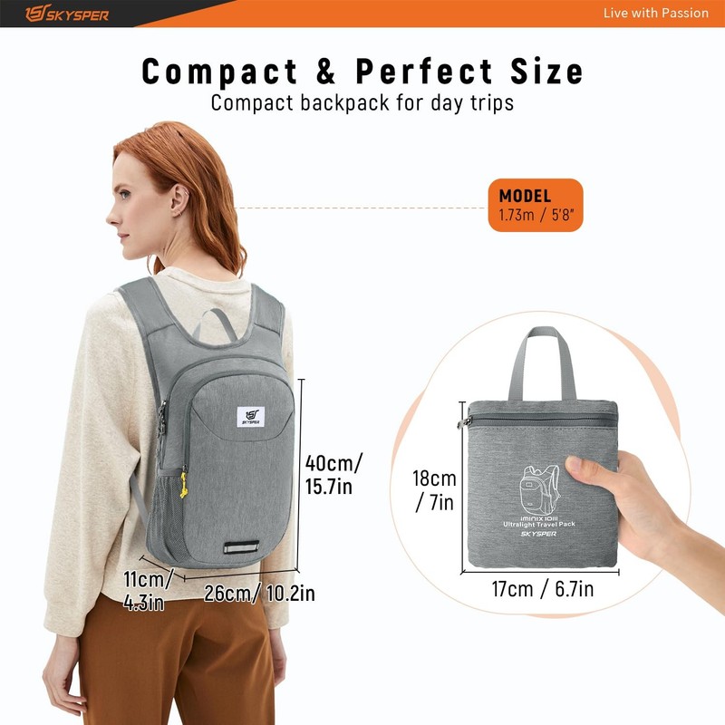 Small Hiking Backpack 10L Packable Lightweight Back Pack Foldable Travel Dayp... 5