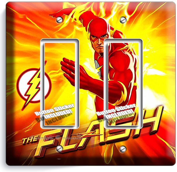 FLASH COMICS SUPERHERO RUNS FAST 2 GFCI LIGHT SWITCH WALL PLATES GEEK ROOM DECOR gallery