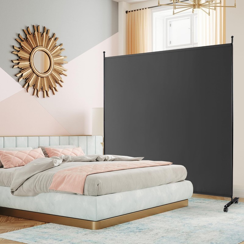 Room Divider Large Single Panel, 73''W x 73''H Privacy Screen with Lockable W... gallery