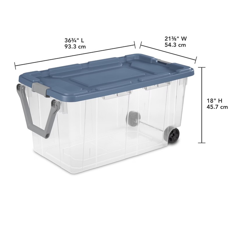 Extra-Large Wheeled Rugged Storage Bin, 160 Quart Durable, Blue, 2 Pack gallery