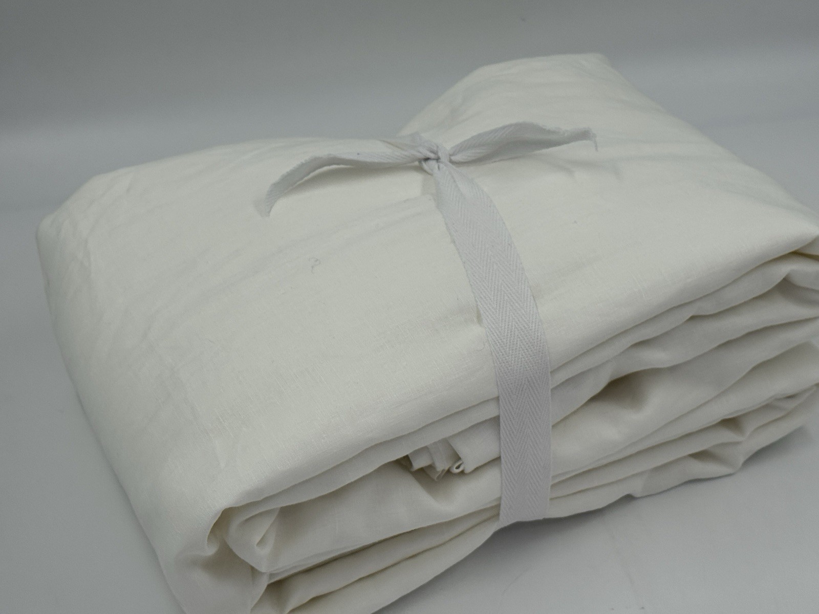 Pottery Barn 100 x 108, Belgian Flax Linen Light Filtering Curtain, White, READ gallery