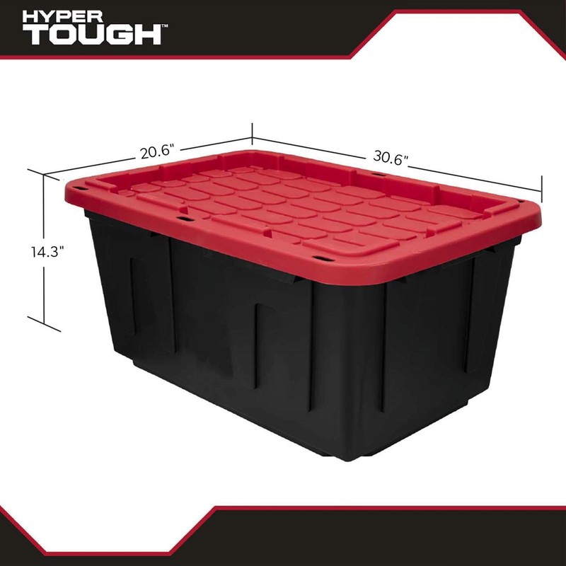 27 Gallon Large Tote Hyper Tough Plastic Storage Container Bin with Snap-On Lid gallery