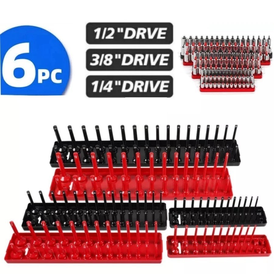 166 Socket Organizer Tray Rack Rail Storage Holder Tool Metric SAE 1/4 3/8 1/2" gallery