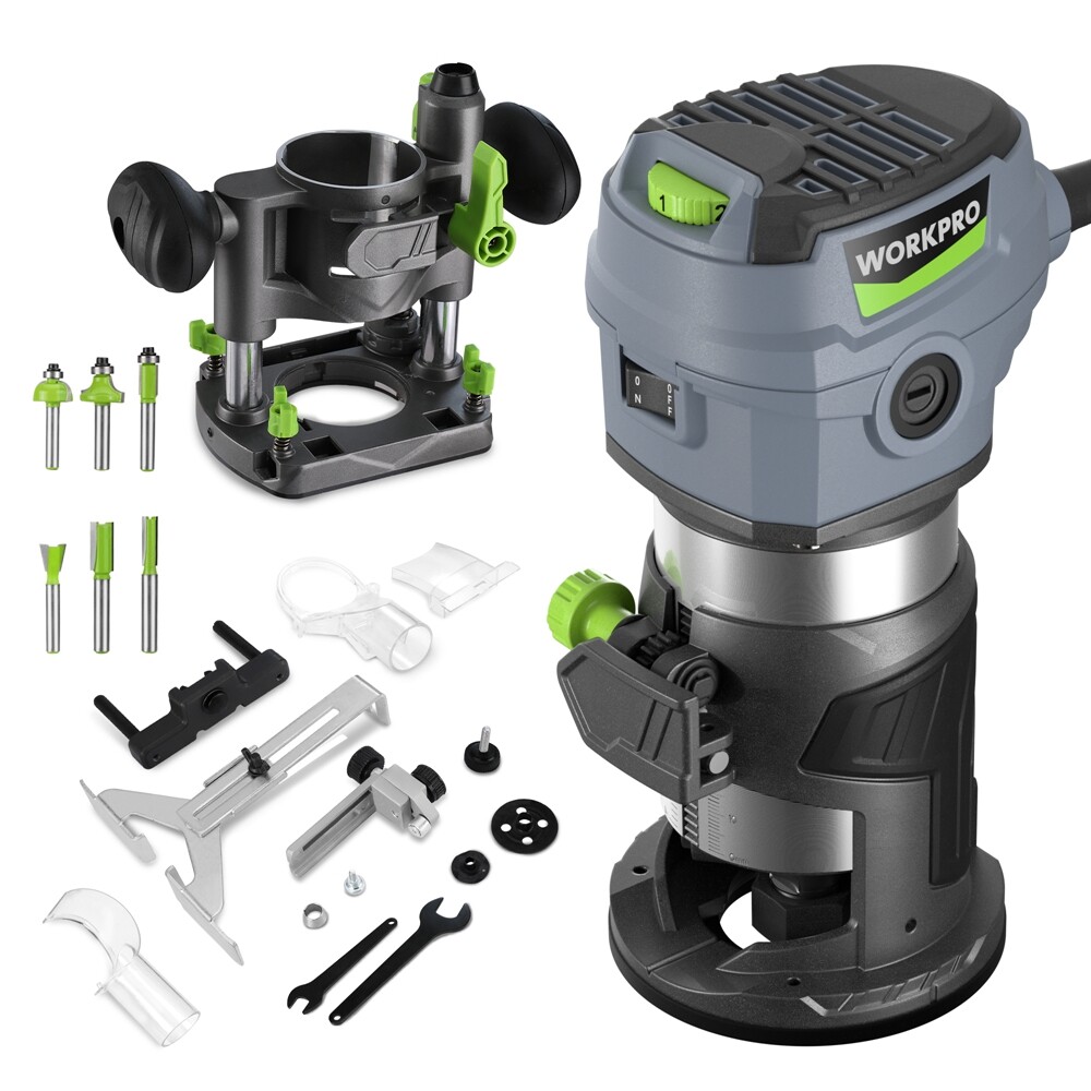 WORKPRO 6.5 Amp Compact Router Combo Kit 32000RPM Compact Router w/6 Router Bits gallery