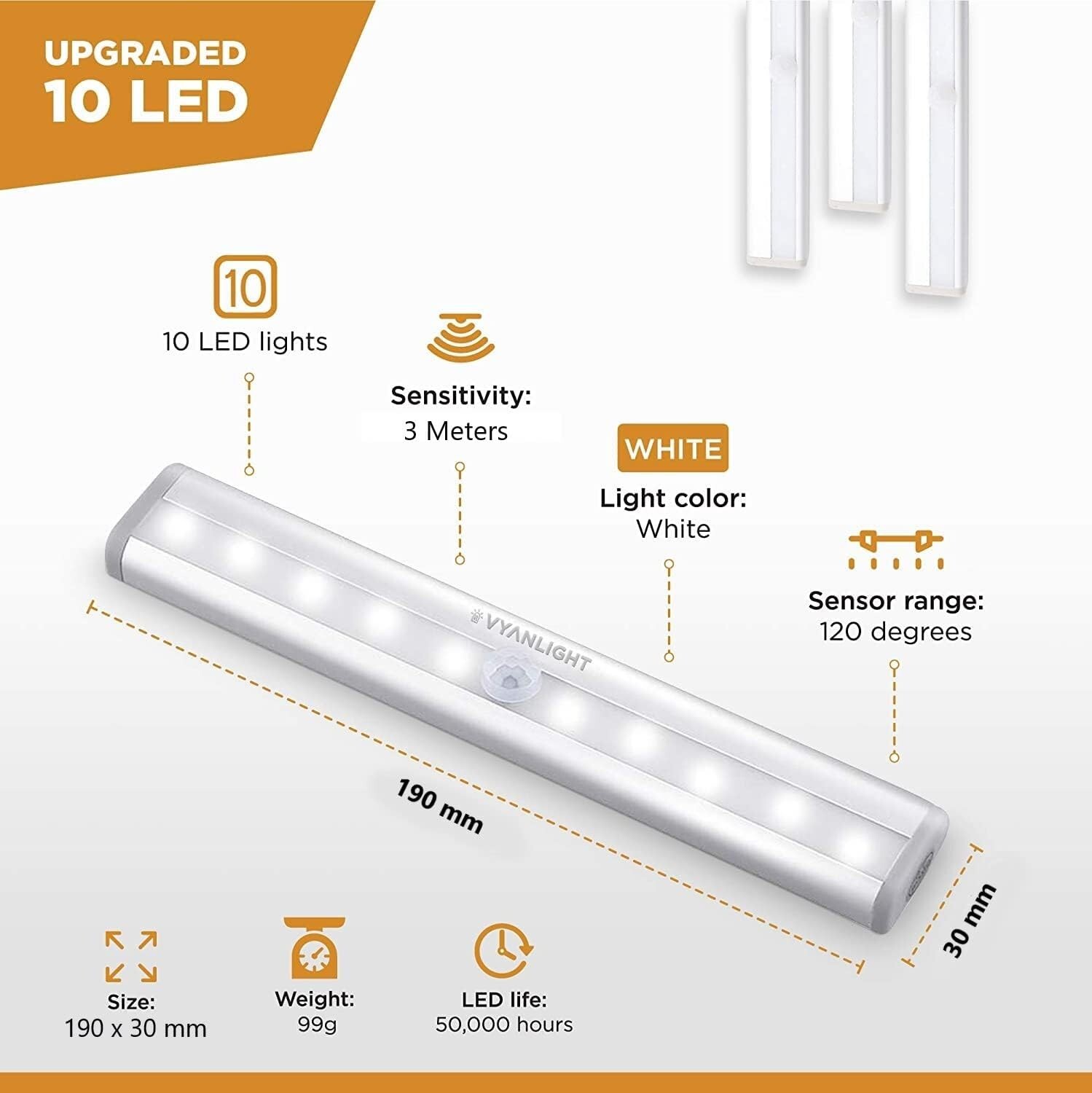 Under Cabinet Lights, 10 LED Motion Sensor Closet Lights, Wireless - 4 Pack gallery