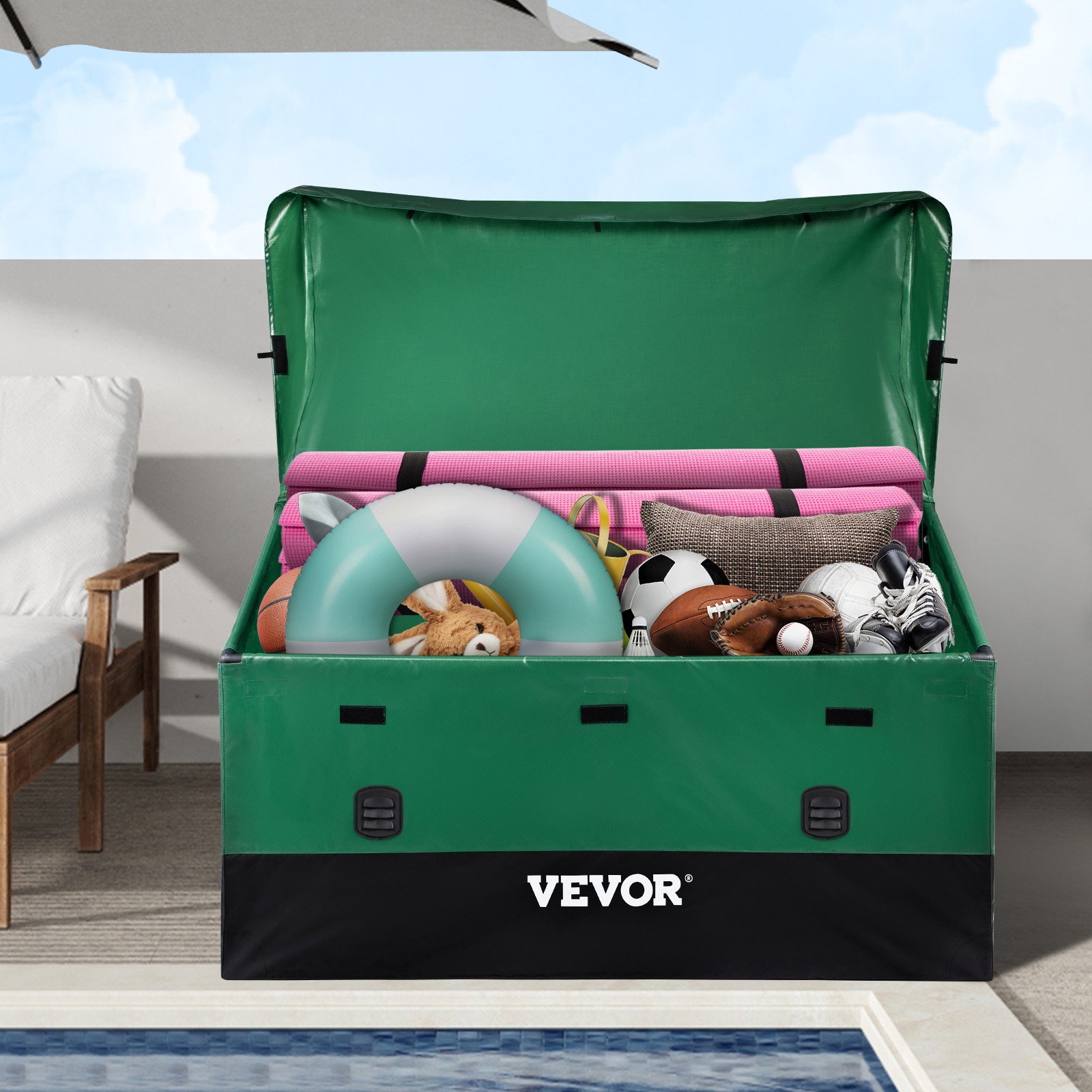 VEVOR Outdoor Storage Box Patio Deck Box 150 Gallon Waterproof PE Tarpaulin gallery