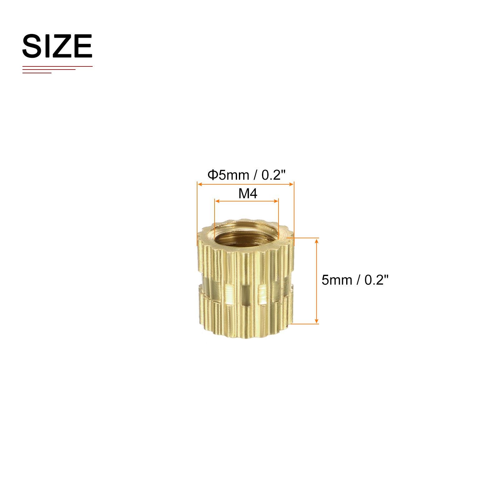100 Pack M4x5x5mm Knurled Insert Nuts Good for Plastic Shells gallery