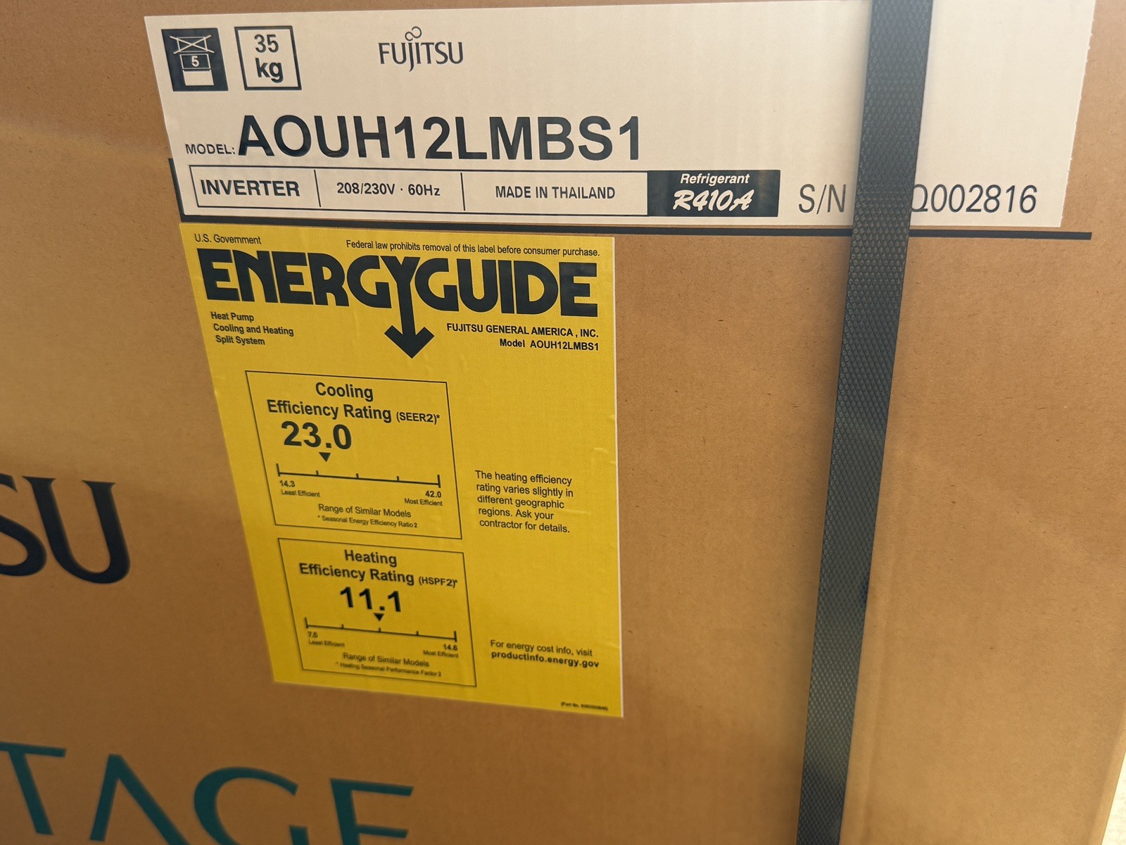 Fujitsu AOUH12LMBH1 Mini Split 12000 BTU Heat Pump Outdoor Unit NEW gallery