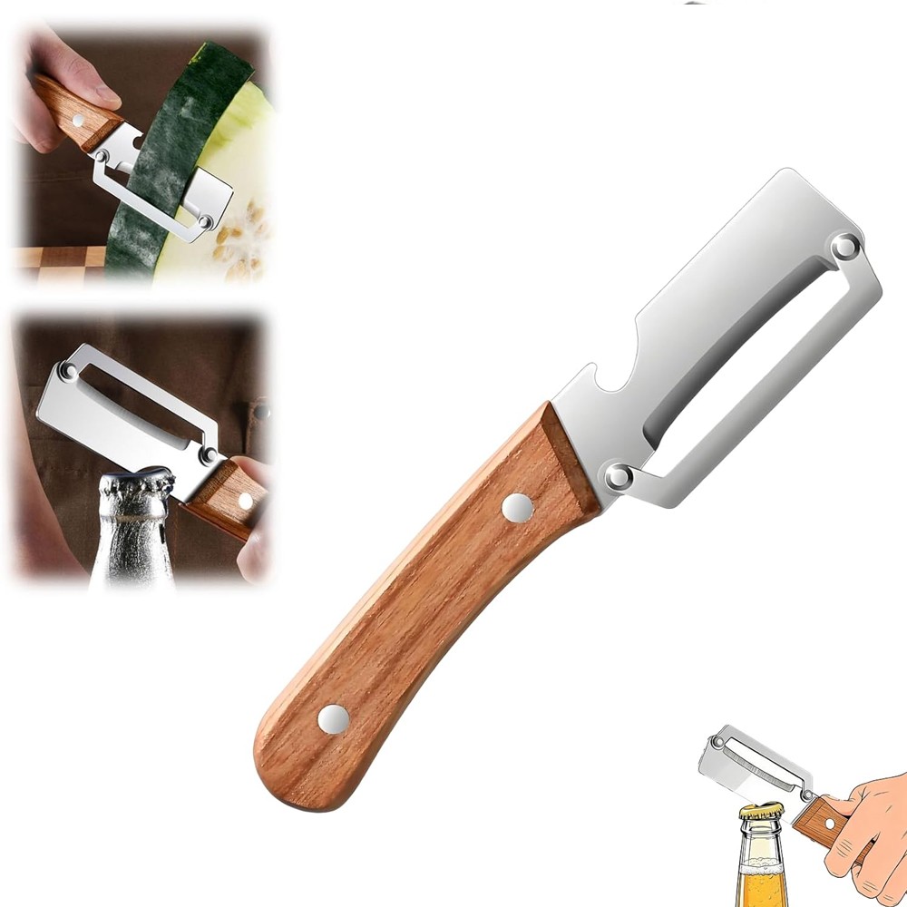 2 Pack 2 in 1 Multi Functional Vegetable Peeler with Bottle Opener and Wooden Ha gallery