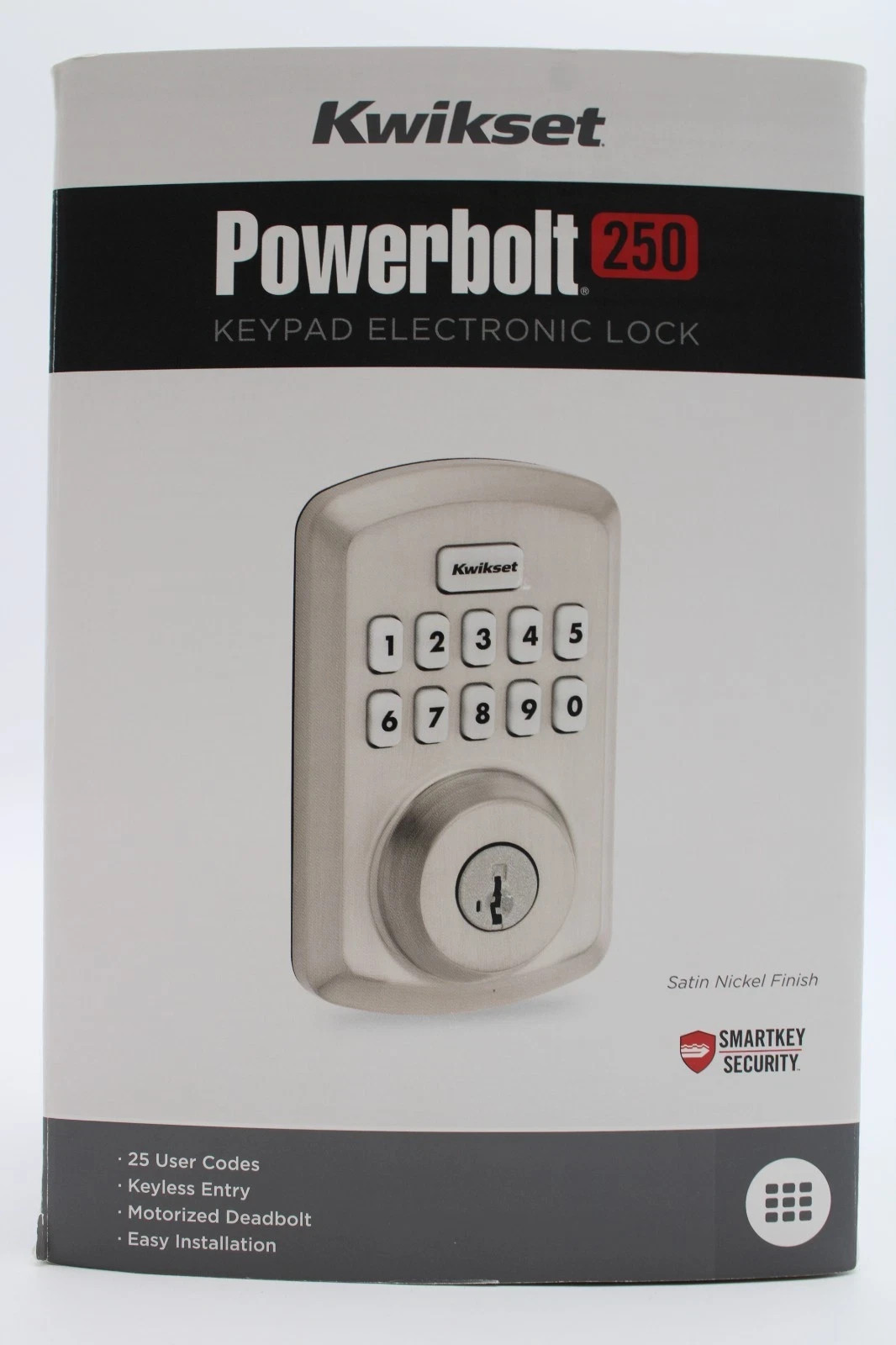 Kwikset Powerbolt 250 Electronic Lock Satin Nickel Finish-open box gallery