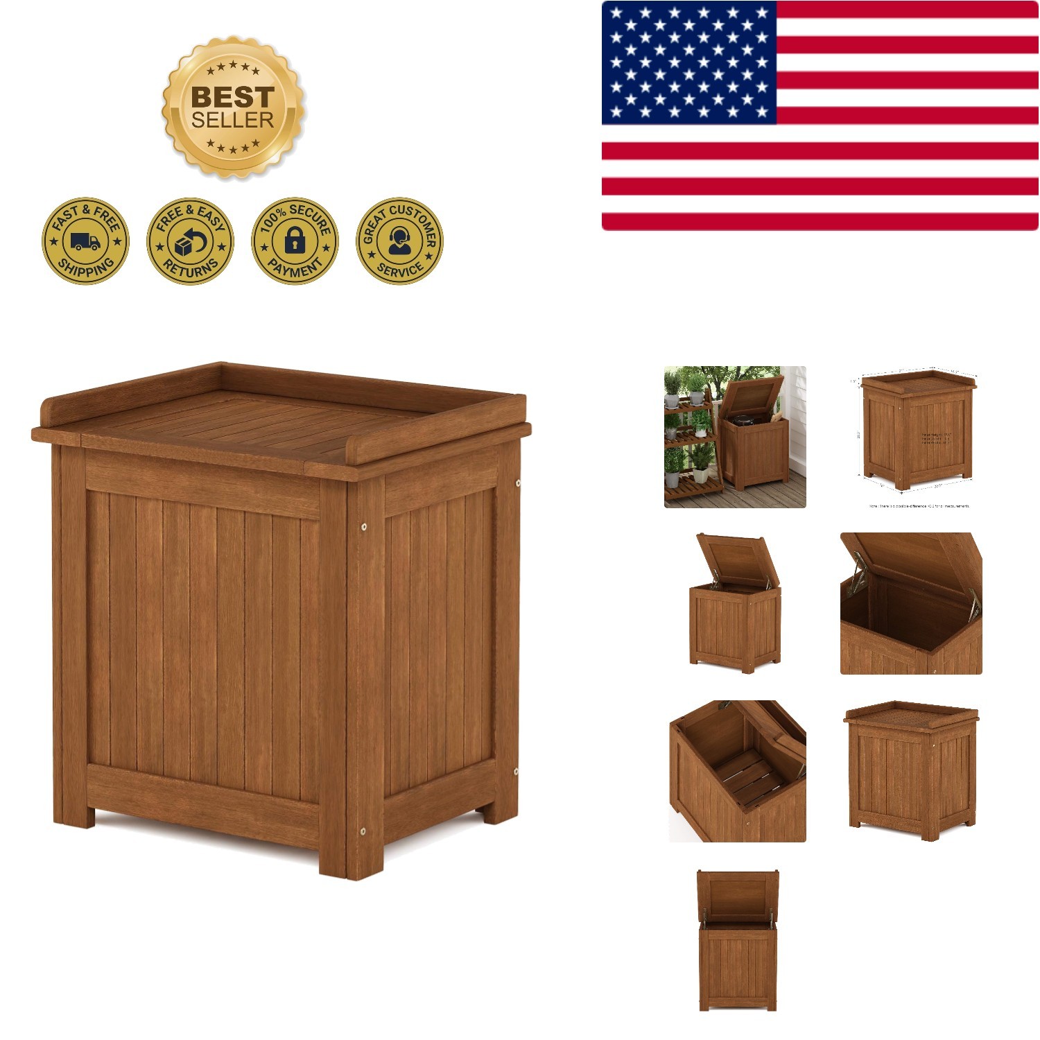 Durable Tioman Outdoor Storage Bench - Waterproof Hardwood Design, Easy Assembly gallery