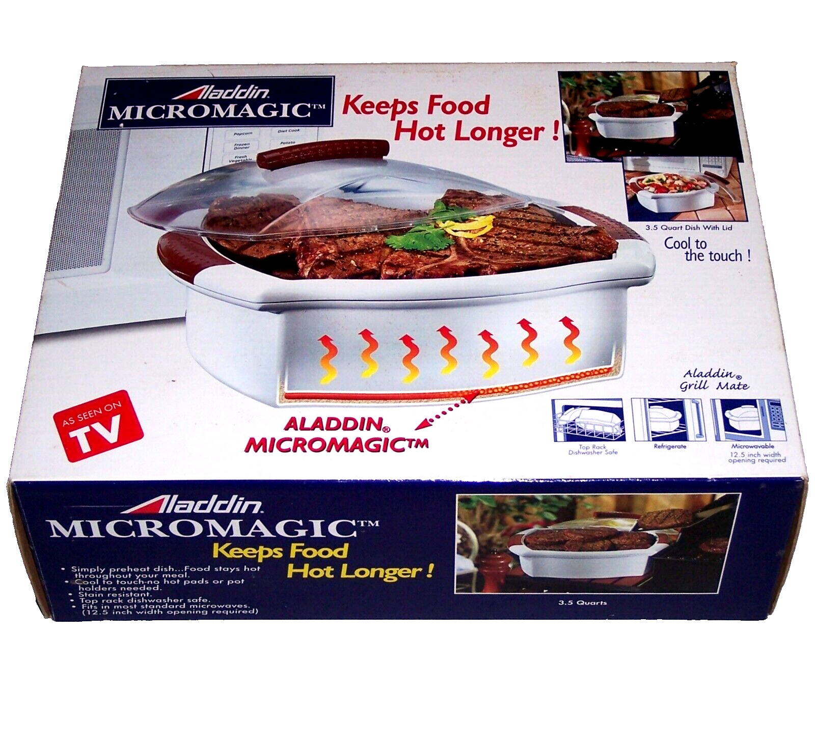 Aladdin Micromagic Keeps Food Hot Longer 3.5 Quart Dish & Lid Picnic Party NOS gallery