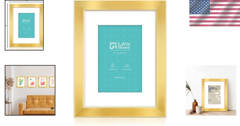 Versatile Gold Gallery-Style 8x10 Frame - Portrait or Landscape Orientation gallery