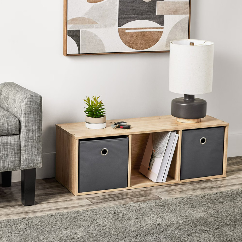 Mainstays 3-Cube Storage Organizer, Spring Pine Bookcase, Wood Shelving Unit NEW gallery