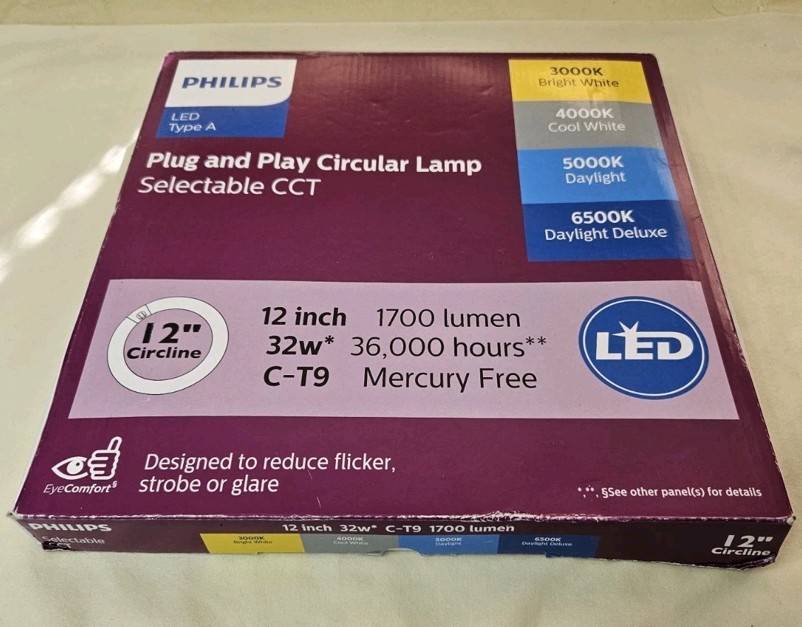 Philips 32w 12" Multiple CCT C-T-9 LED Circular Tube Light, 3000K-6500K, NEW gallery