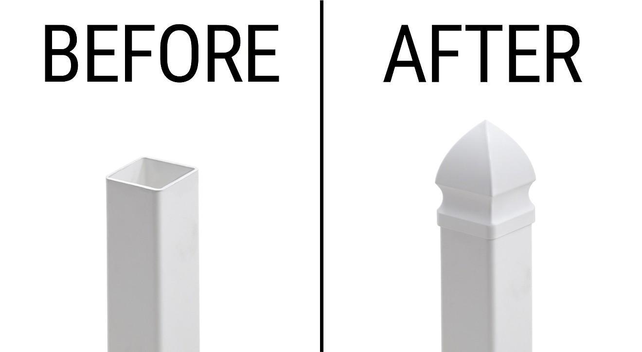 1" x 1" Gothic Vinyl Picket Caps - White (Pack of 5) gallery