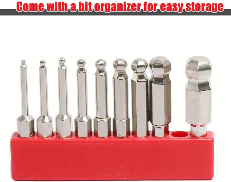 9Pcs Metric Ball End Hex Screwdriver Bit Set, Magnetic Allen Wrench Drill Bit Se gallery