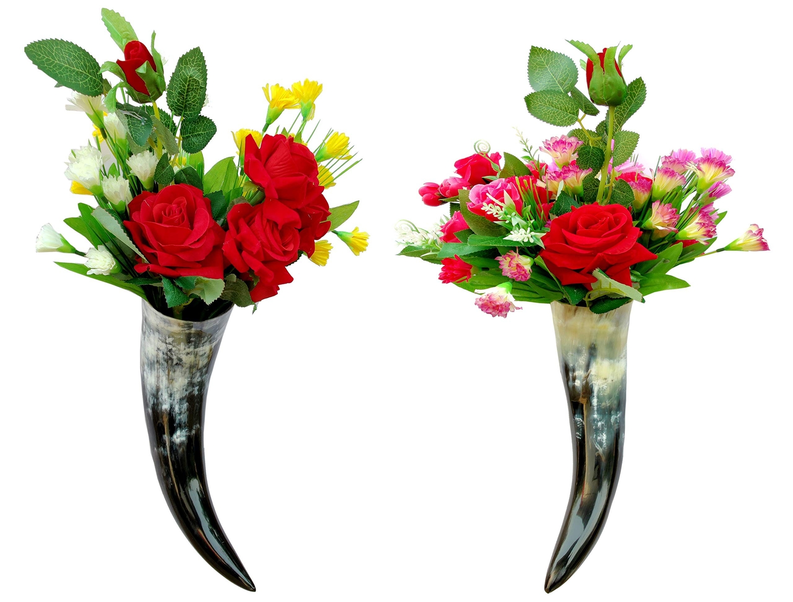Flower Hanging Vase On The Wall, Set of 2 Made of Horn (8'' to 10'') gallery