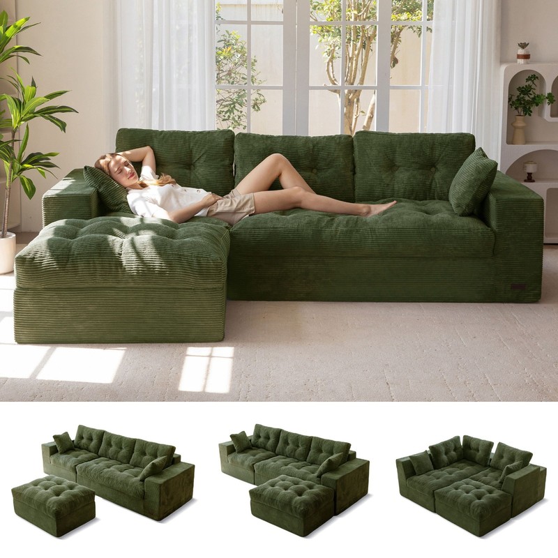 MAXYOYO 104"Modular Sectional Cloud Couch with Ottoman,Oversized Boneless Couch gallery