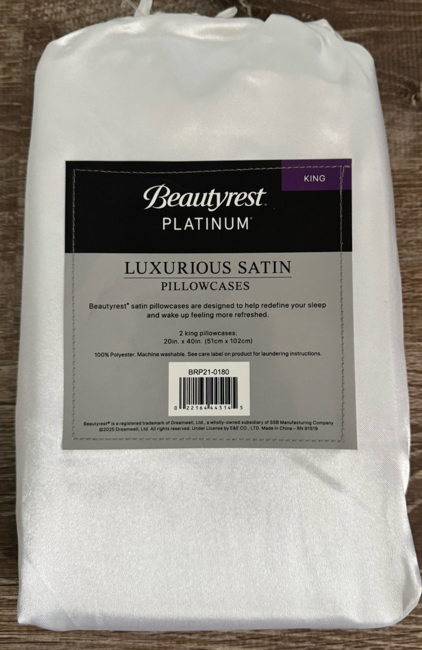 (2 Pack) Beautyrest King Luxurious Satin Silk Pillowcase Soft Bedding Pillow gallery