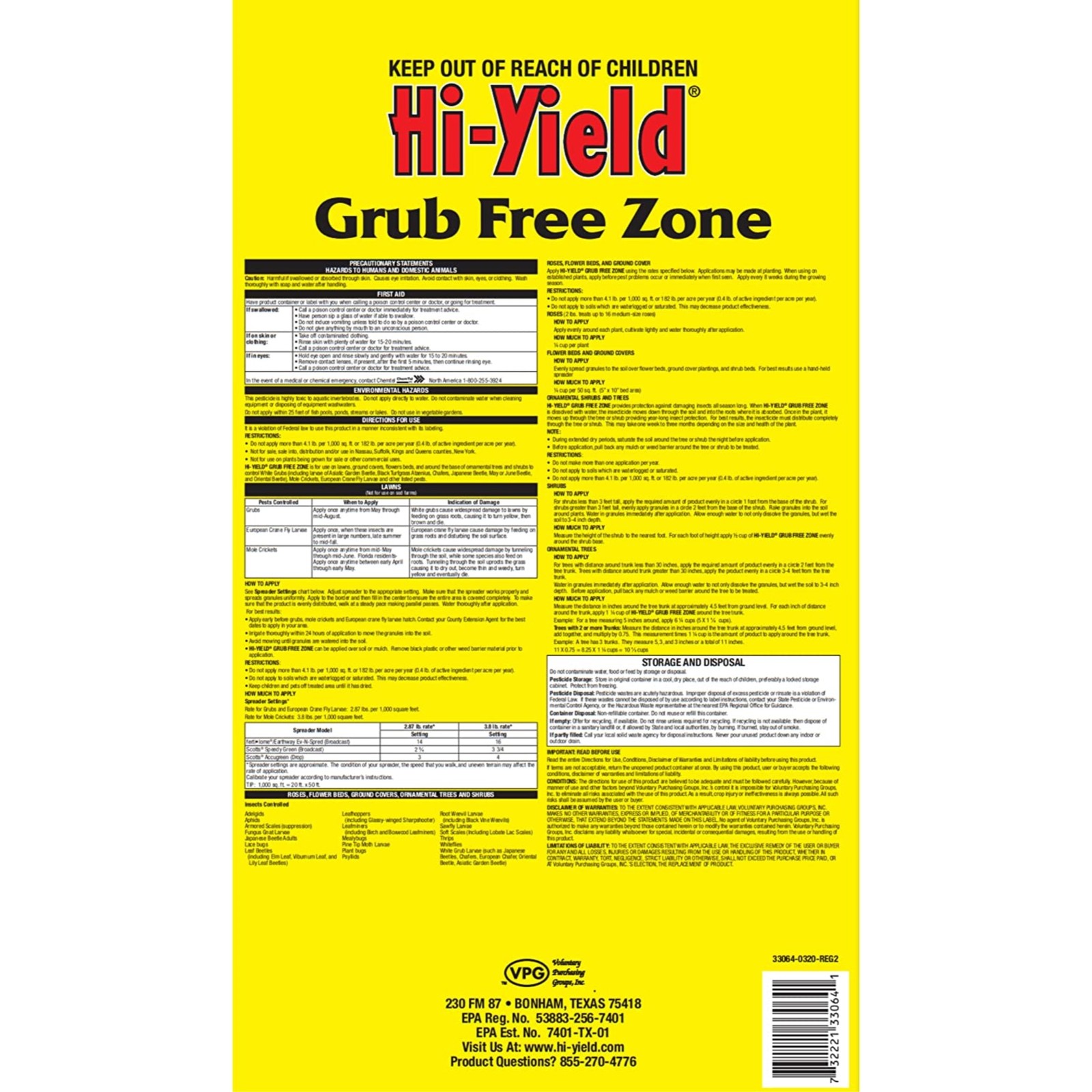 Hi-Yield Grub Free Zone to Kill & Prevent Grubs, 15lbs, 5,000 sq ft gallery
