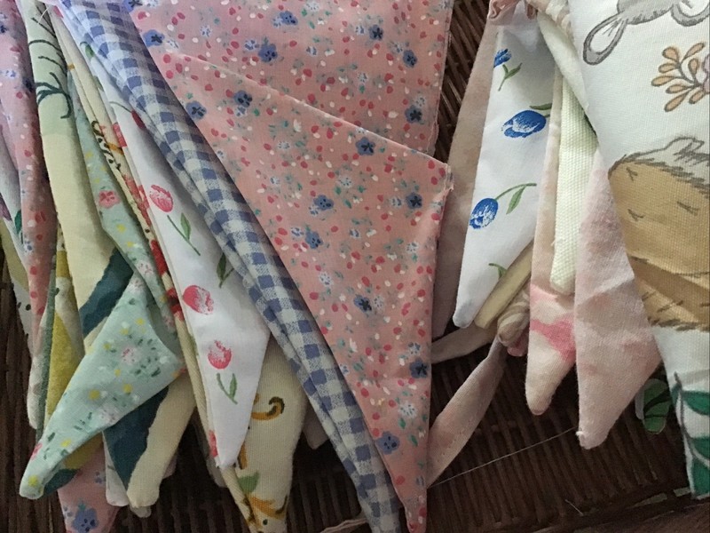Handmade Double Sided Bunting 125 Flags Apx 25m - Mixed Blue, Pink, Green Floral gallery