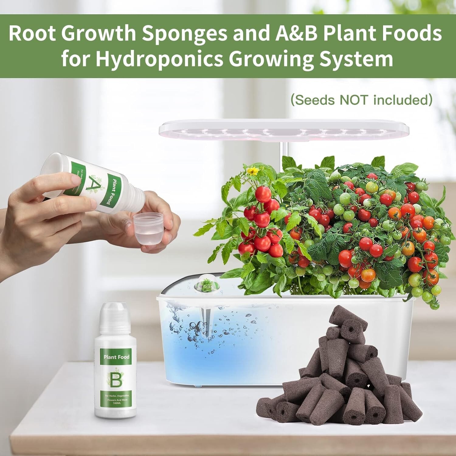 50 pcs Square Grow Sponges Seed Starter Pod Kit Hydroponics A&B Solid Nutrient gallery